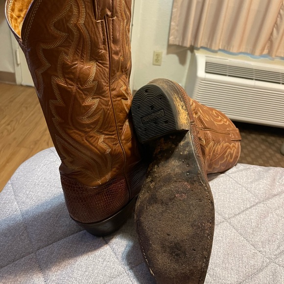 Tony Lama Shoes Peanut Brittle Color Teju Lizard Cowboy Boots By